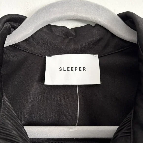 NEW Sleeper Black Origami Ribbed Long Sleeve Button Top Size Large Pajama Shirt - Picture 4 of 13